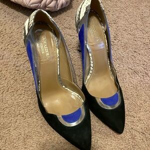 Frankie Snakeskin Suede Pumps